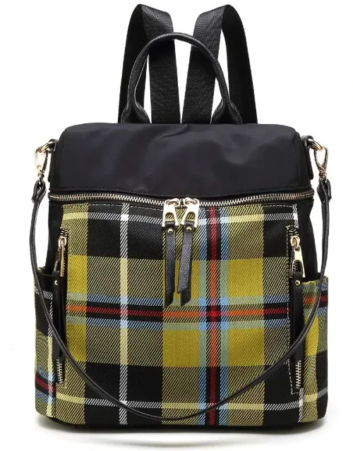 Nishi Nylon Plaid Backpack