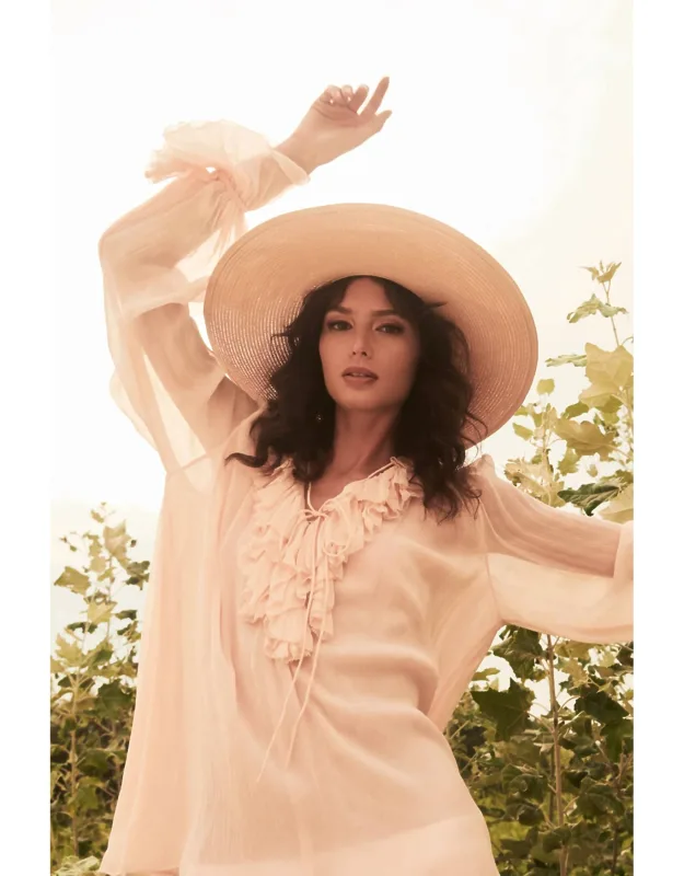 Deep V-neck Blouse