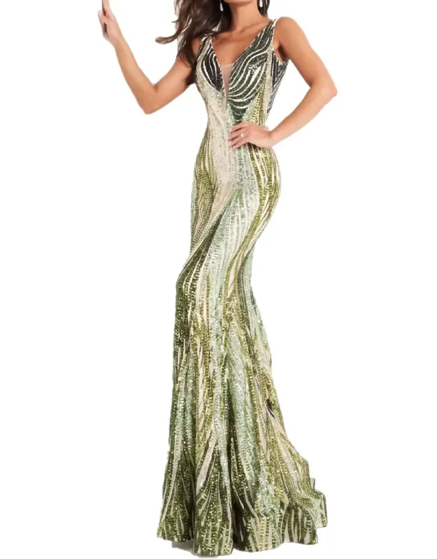 Long Fitted Sequin Mermaid Prom Dress