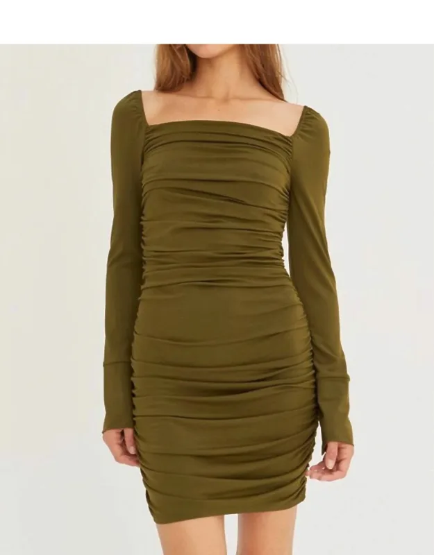 Ruched Bodycon Knit Mini Dress