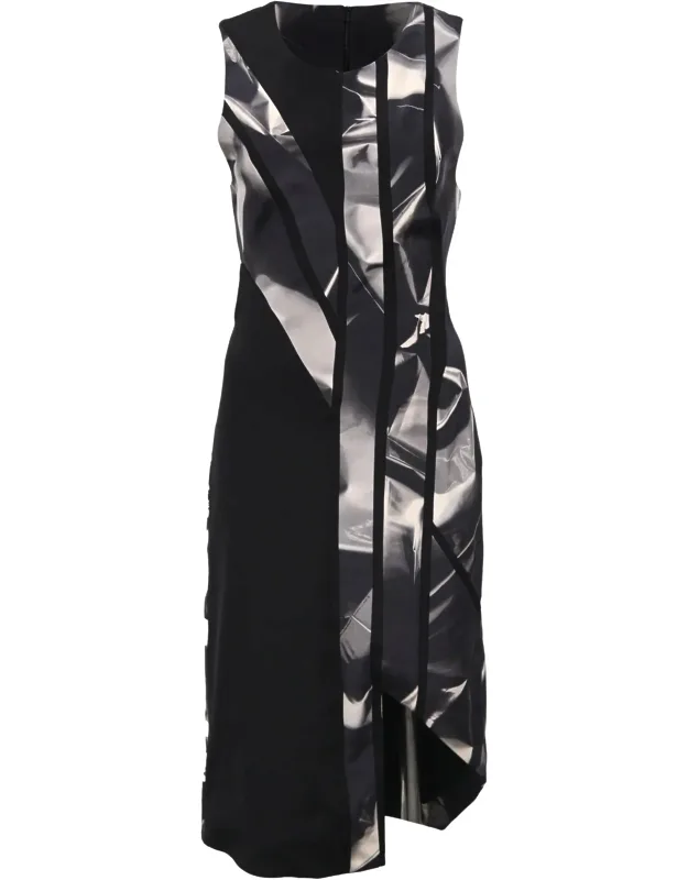 Optical Midi Sleeveless Shift Dress