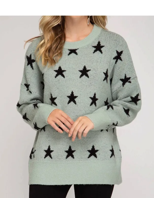 Star Print Tunic Sweater