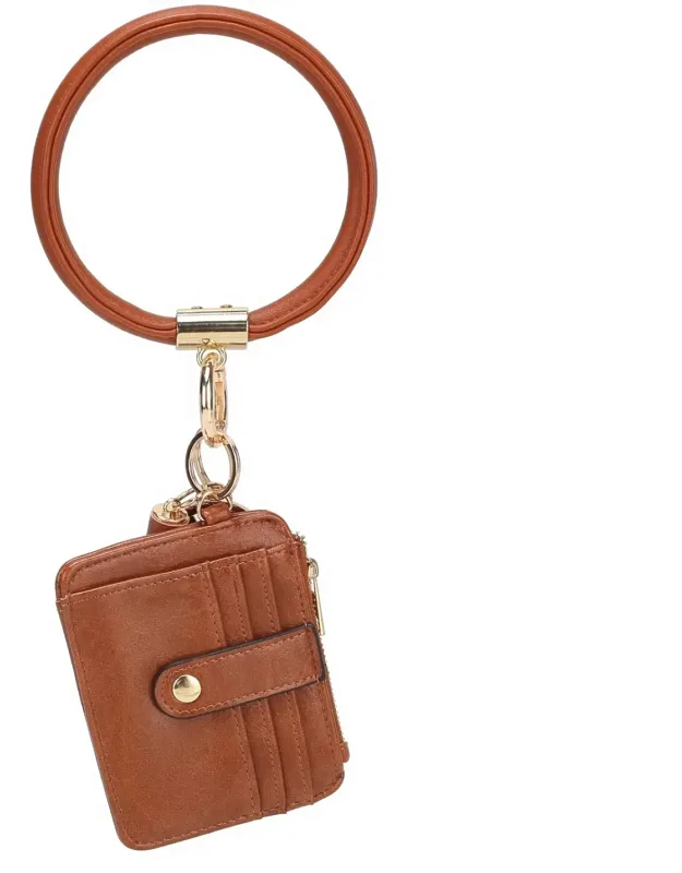 Jordyn Vegan Leather Bracelet Keychain With Credit Card Holder
