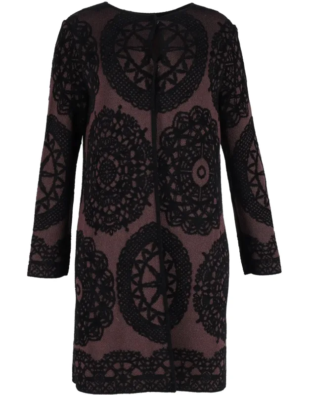 Patterned Knit Short Coat