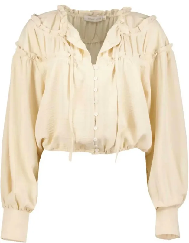 Canyon Top With V Neckline And Bubble Sleeves