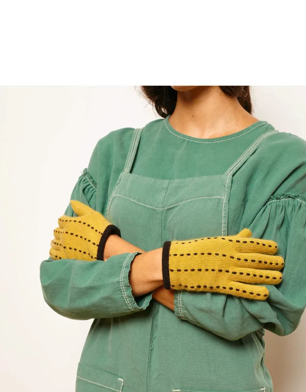 _gloves With Contrast Stitching, 7.5" Long_