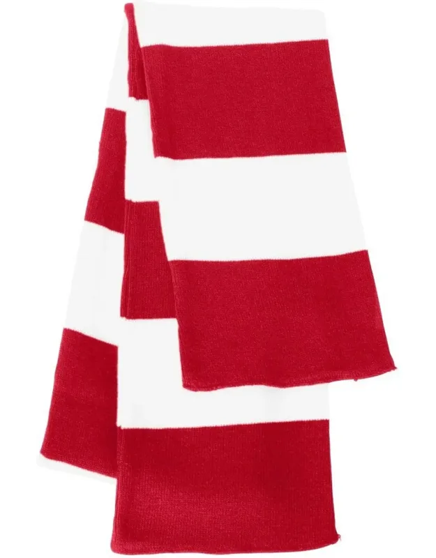 Scarf 100% Acrylic Knit, Heather Black/ Heather Grey Is 80/20 Polyester/ Acrylic