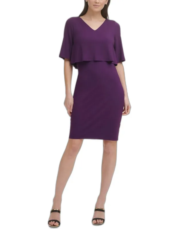 Chiffon Cape Overlay Dress