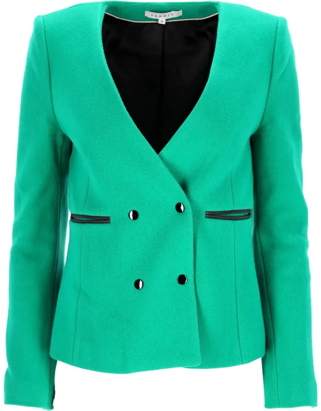 Double-breasted Blazer With Pockets In Wool