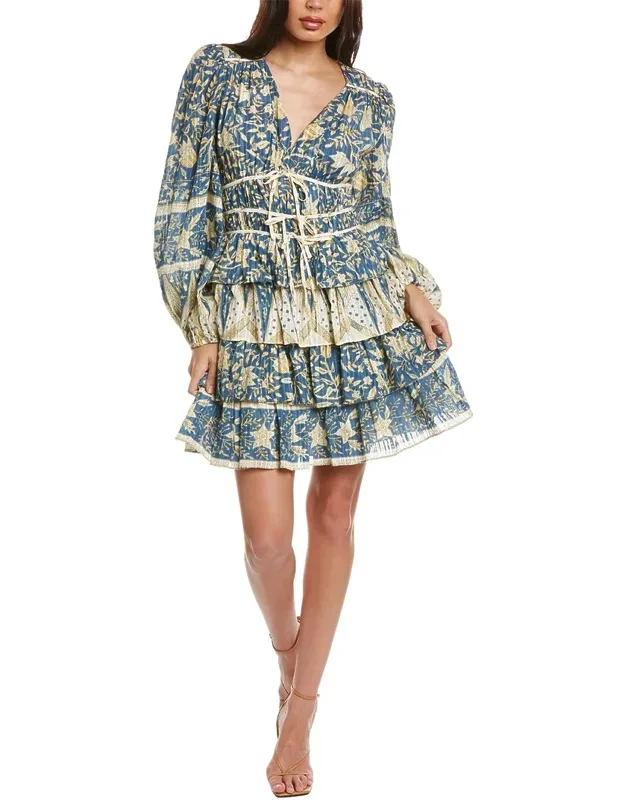 Tiered Mini Dress With Gathered Bodice And Ruffle Skirt