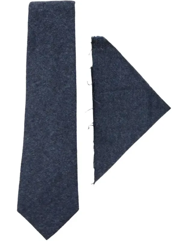 Tweed Tie Hankie Vintage Wool Herringbone