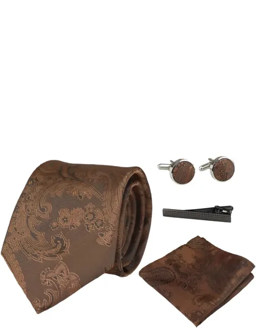 Paisley Neck Tie Pocket Square Cuff Links