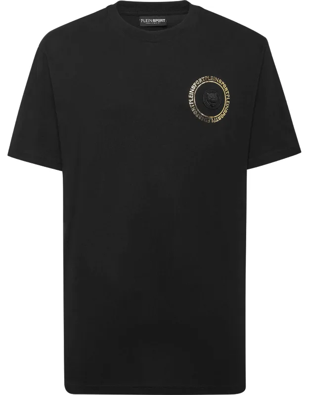 T-shirt Round Neck Ss With Rib Knit Neckline And Two Needle Stitching