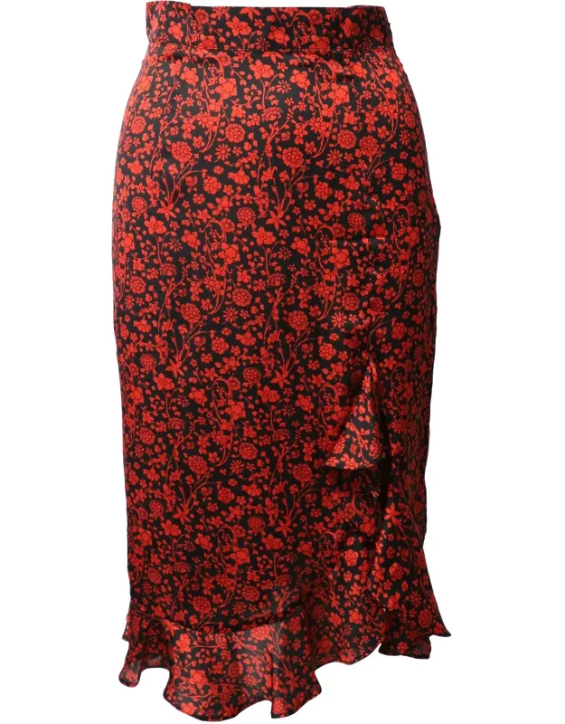 Floral Asymmetric Drape Skirt