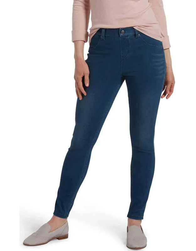 Ultra Soft High Waist Denim Leggings With Elastic Waistband And Functional Back Pockets