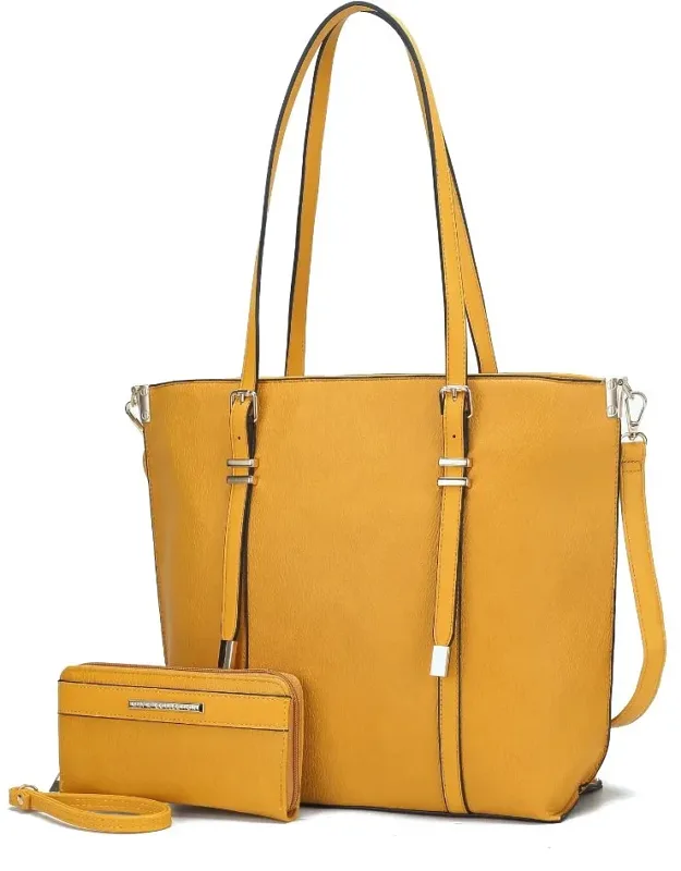 Emery Vegan Leather Tote Bag With Wallet - 2 Pieces