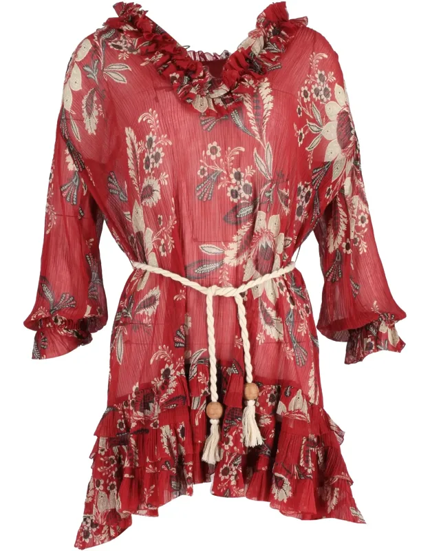 Floral Print Mini Ruffled Dress
