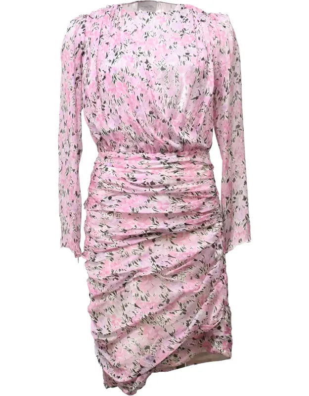 Ruched Floral-print Mini Dress