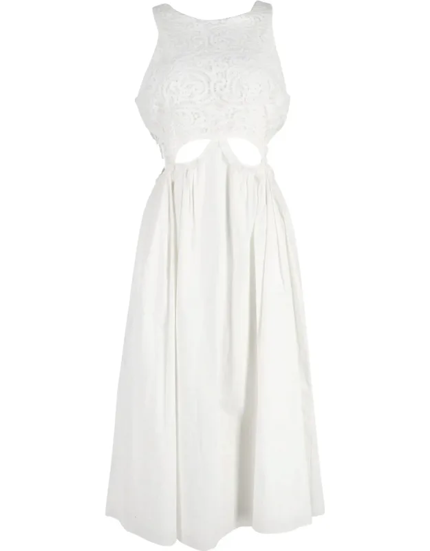 _self-portrait Lace-trimmed Cutout Maxi Dress With Exquisite Lace Trims And Intricate Cutout Details_