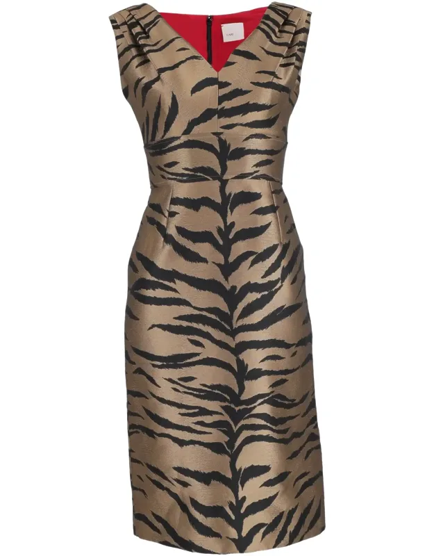 Sleeveless Dress In Animal Print Cotton