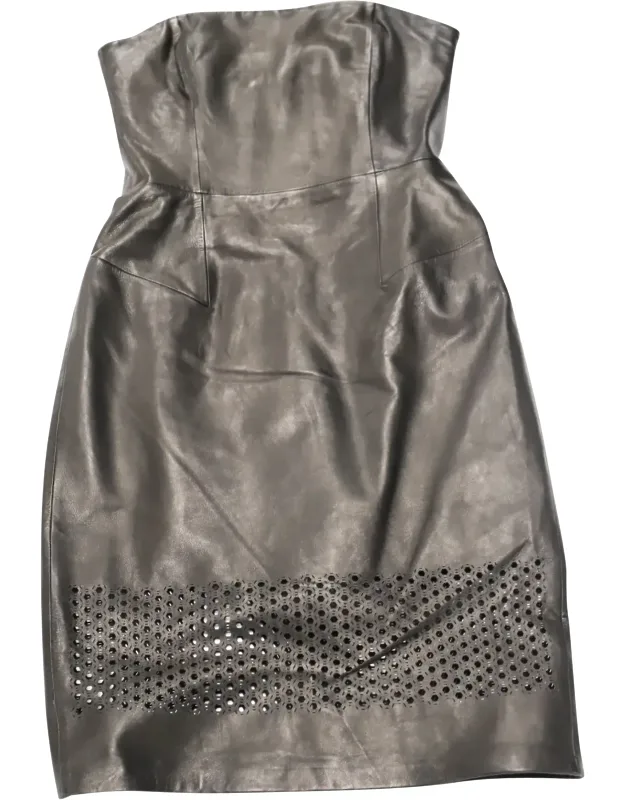 Strapless Dress With Cutout Details In Leather