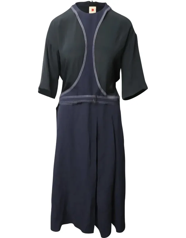 Contrast Stitch Paneled Dress