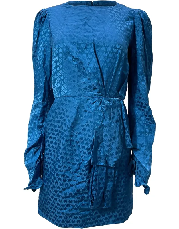 Patterned Mini Ribbon Detail Dress