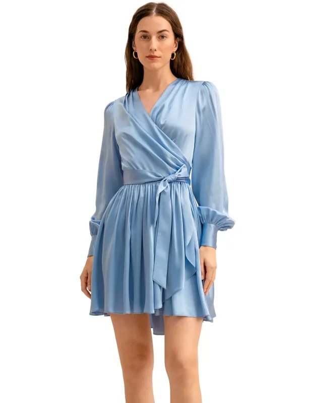 The Linaria V Neck Silk Wrap Dress