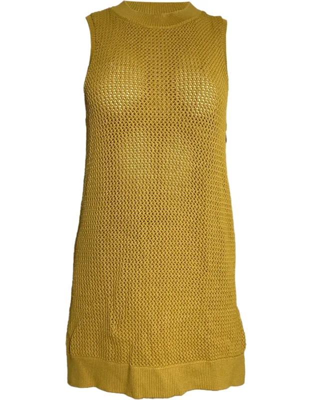 Pointelle-knit Tunic Sweater