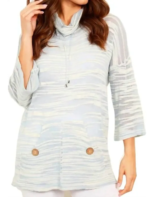 Pocket Cowl Neck 3/4 Sleeve Tunic