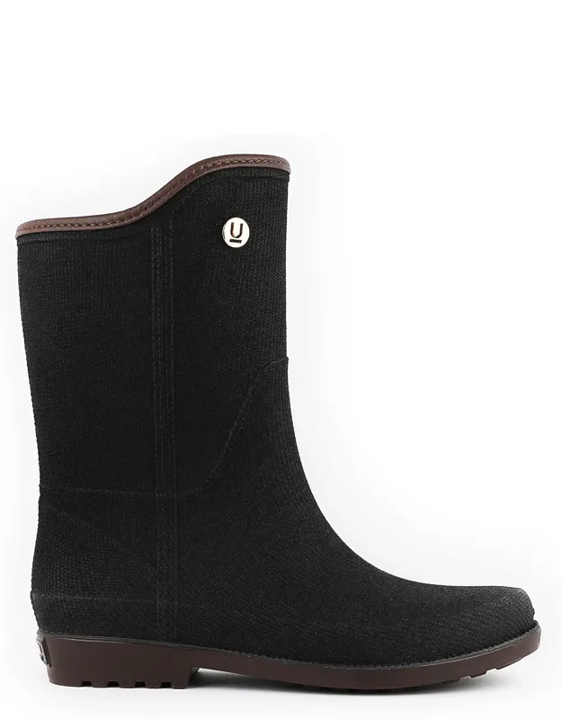 Fabric Touch Rain Boots With Padded Insole