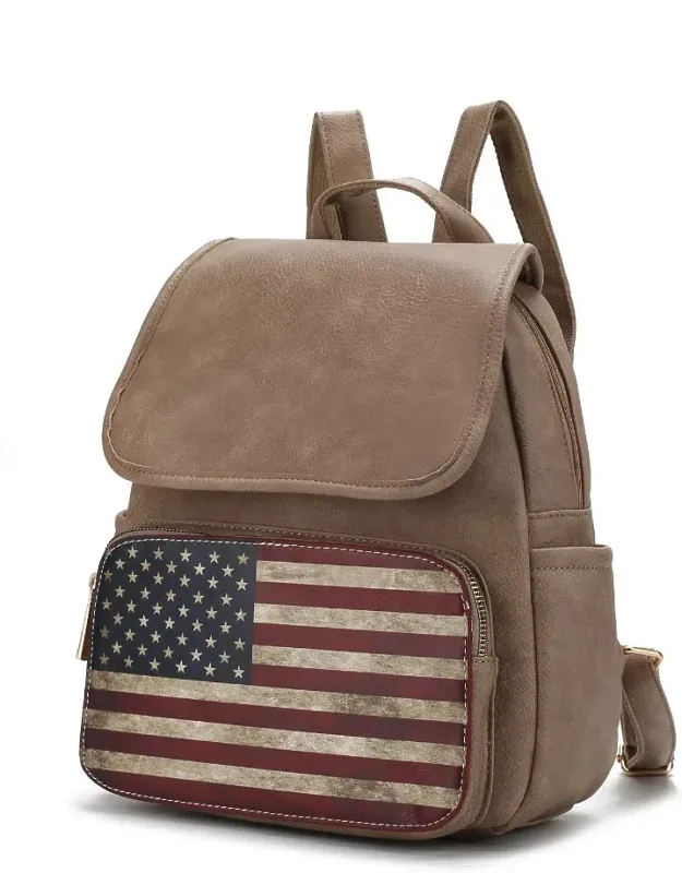 Regina Printed Flag Vegan Leather Backpack