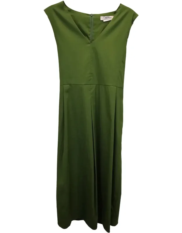 V-neck Flared Midi Dress