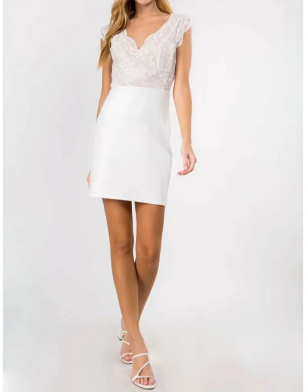 V Neck Lace Embellished Mini Dress