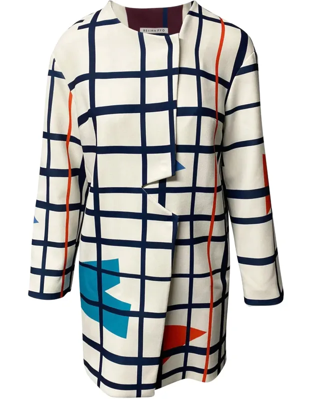 Lightweight Geometric Print Coat