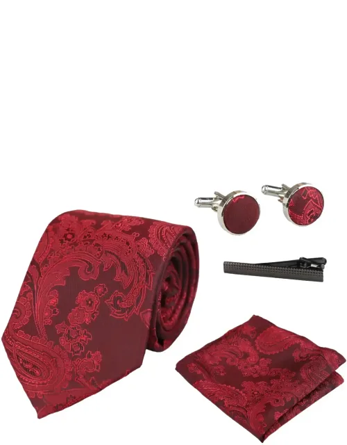 Paisley Neck Tie Pocket Square Cuff Links