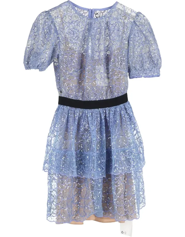 Sequined Lace Mini Dress