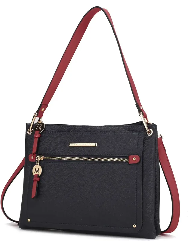 Aliyah Shoulder Bag Luxurious Vegan Leather, Gold-tone Embellishments