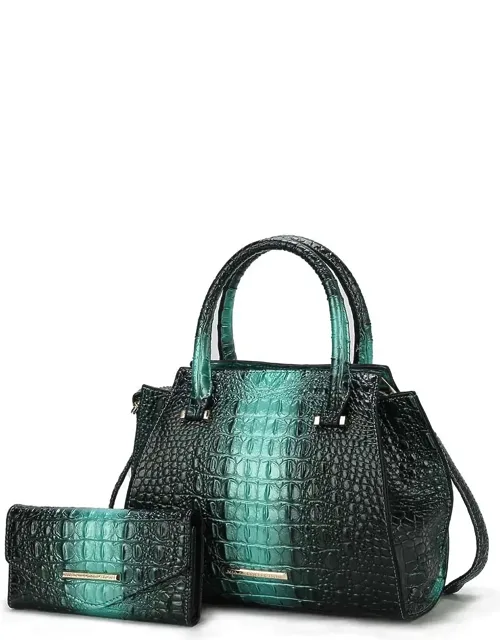 Bently Croc-embossed Tote & Wallet Set