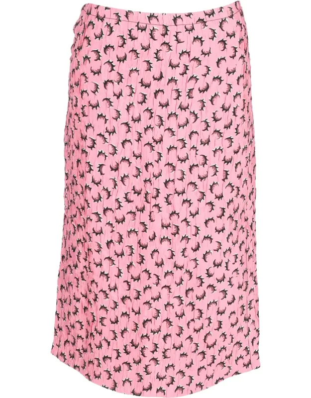 Printed Crumpled Midi Gartered Skirt With Slit