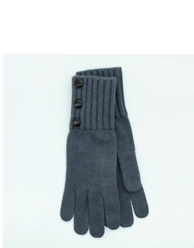 Gloves With Buttons And Ribbed Cuff