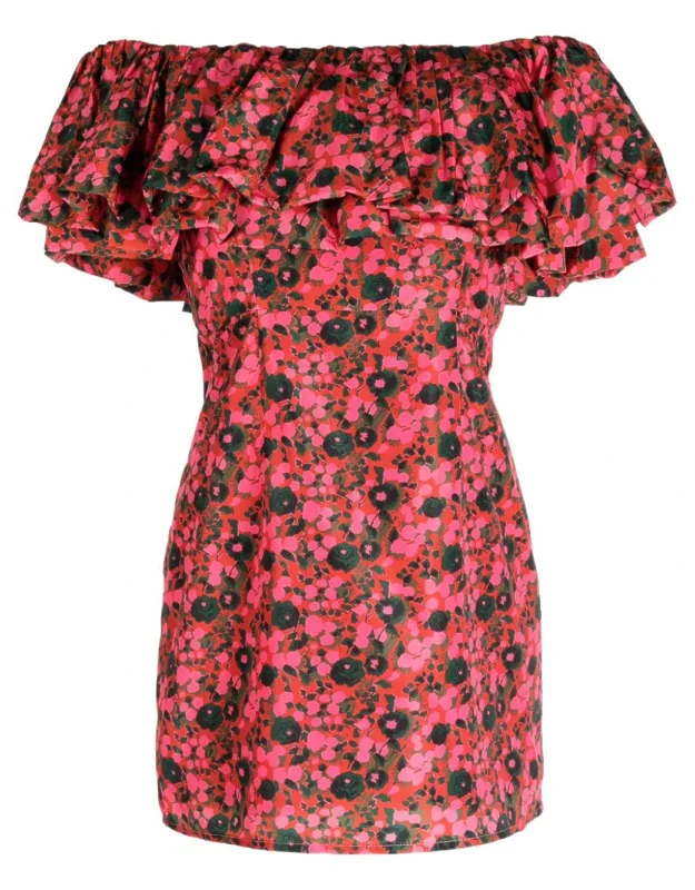 Tiered Ruffle Neckline Mini Dress