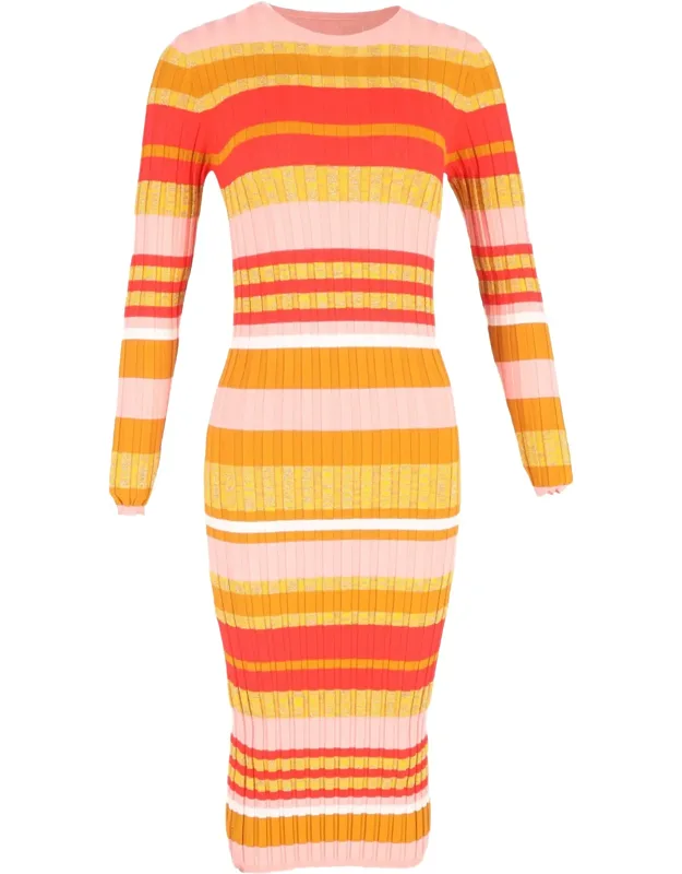 Striped Knitted Midi Dress