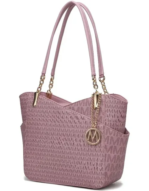 Jules M Logo Printed Tote Bag With Spacious Compartment And Gold-tone Hardware
