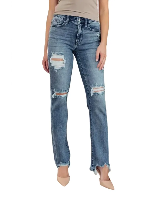 Destroyed Straight Leg Jeans