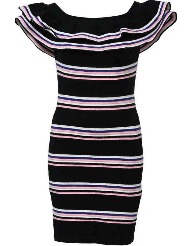 Mini Friday Off-shoulder Ruffle Striped Dress
