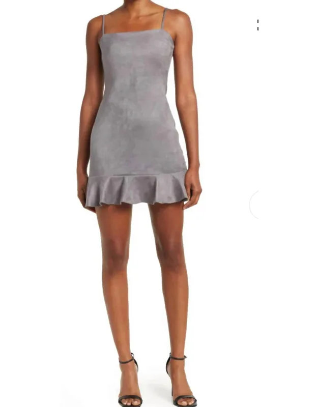 Ruffle Faux Suede Mini Dress