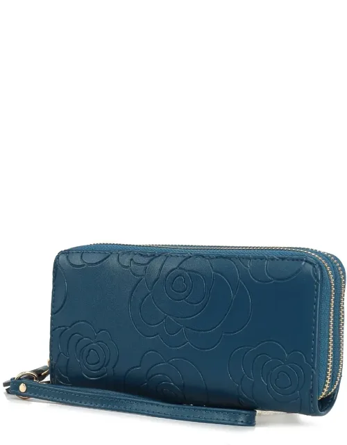 Ellie Genuine Leather Flower-embossed Wallet With Detachable Wristlet