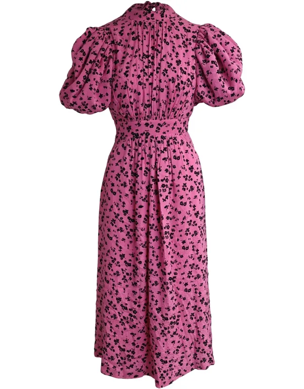 Puffed Sleeve Midi Dress