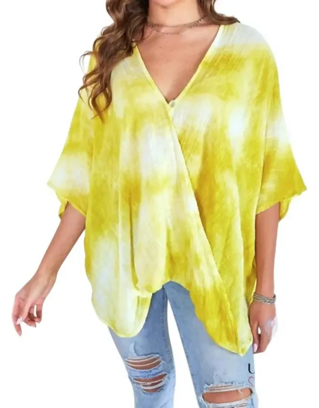 Tie Dye Crossover Blouson Top